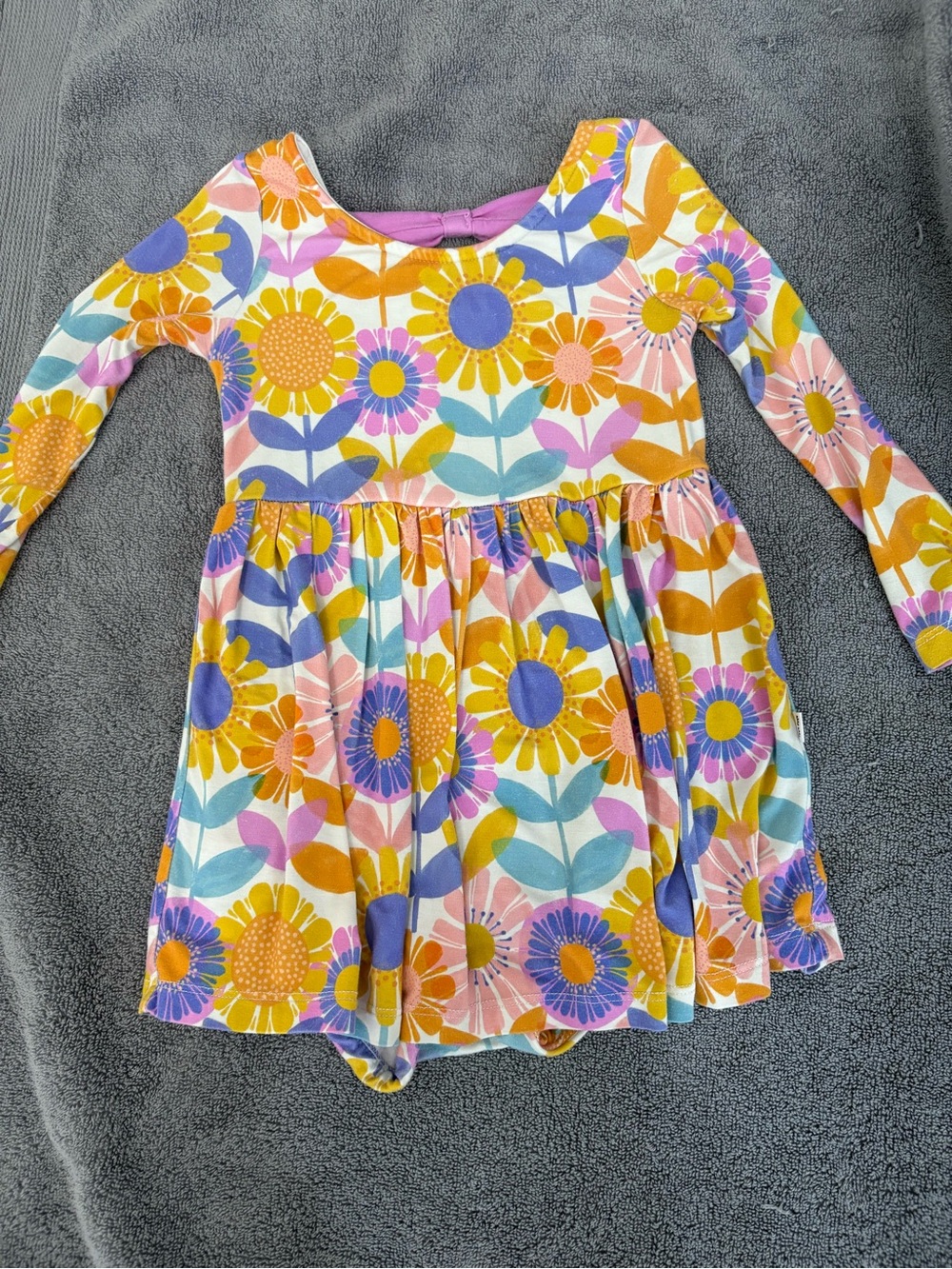 Long-Sleeve Floral Skater Dress in Multi-Color